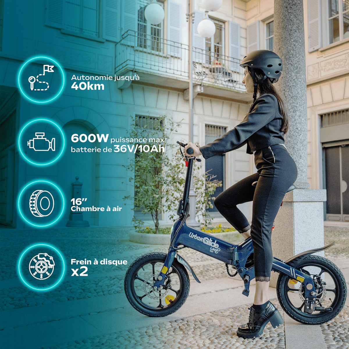 URBANGLIDE Vélo électrique pliable URBANGLIDE LINX 160 – 40 km d'autonomie