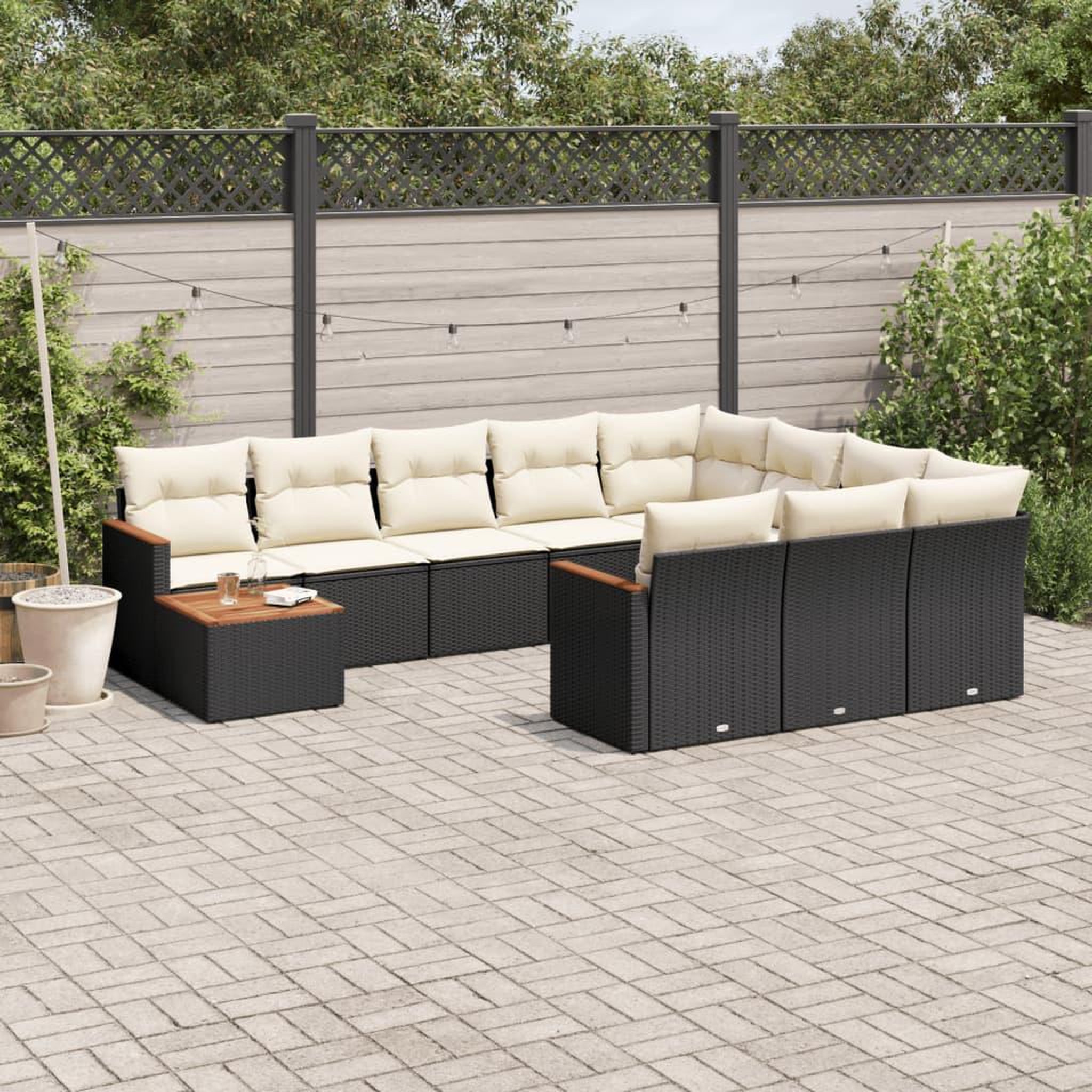 VIDAXL Salon de jardin 11 pcs avec coussins noir resine tressee