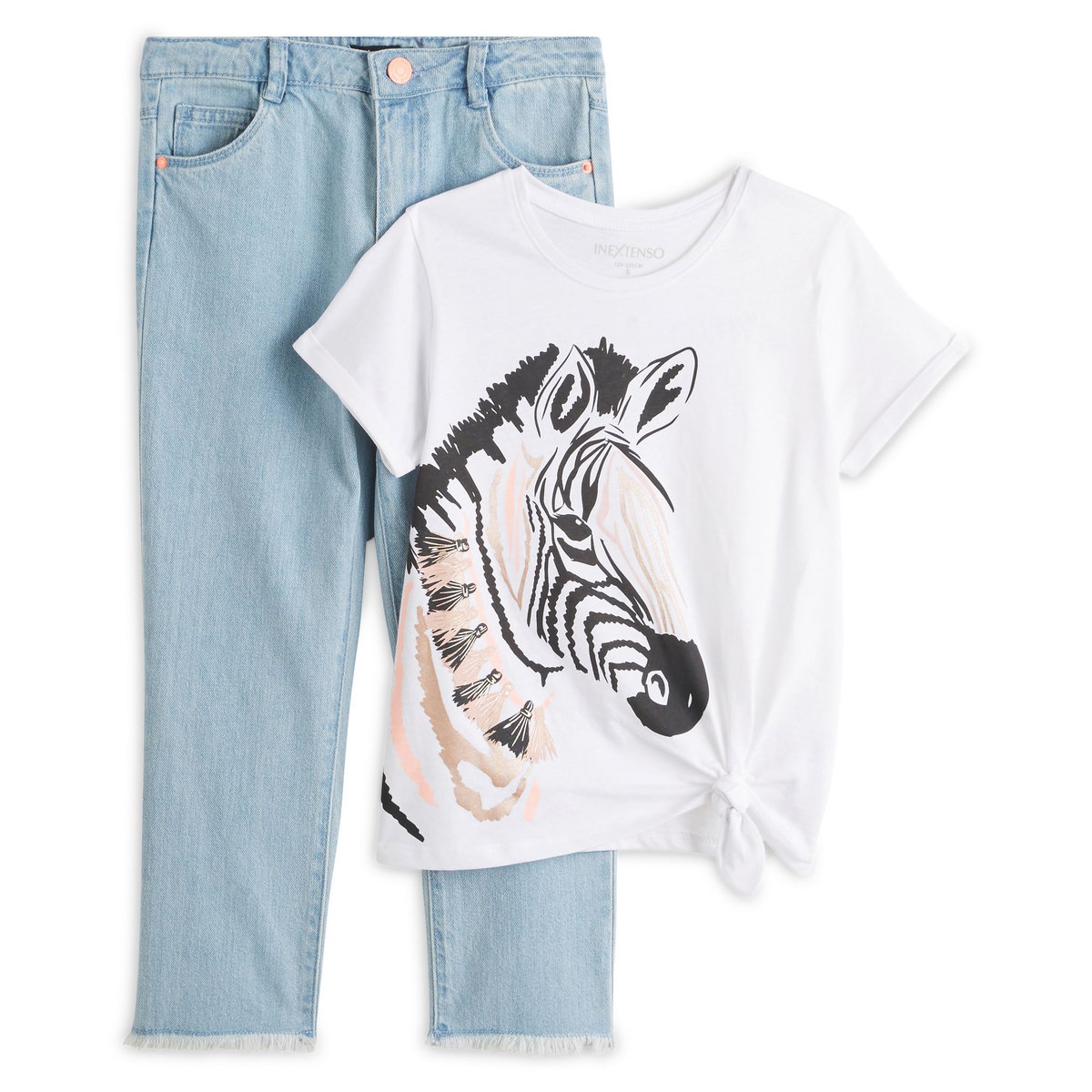 INEXTENSO Ensemble T-shirt manches courtes + jean fille