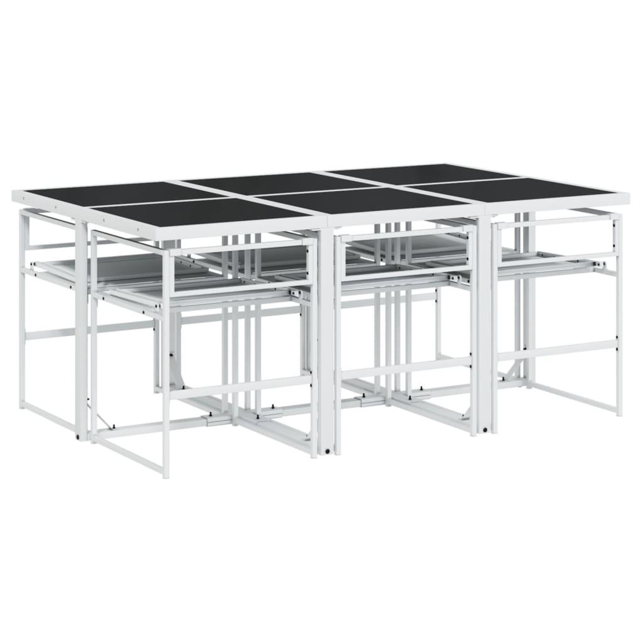 Voir la diapositive 5 : VIDAXL Ensemble a manger de jardin avec coussins 7 pcs blanc textilene