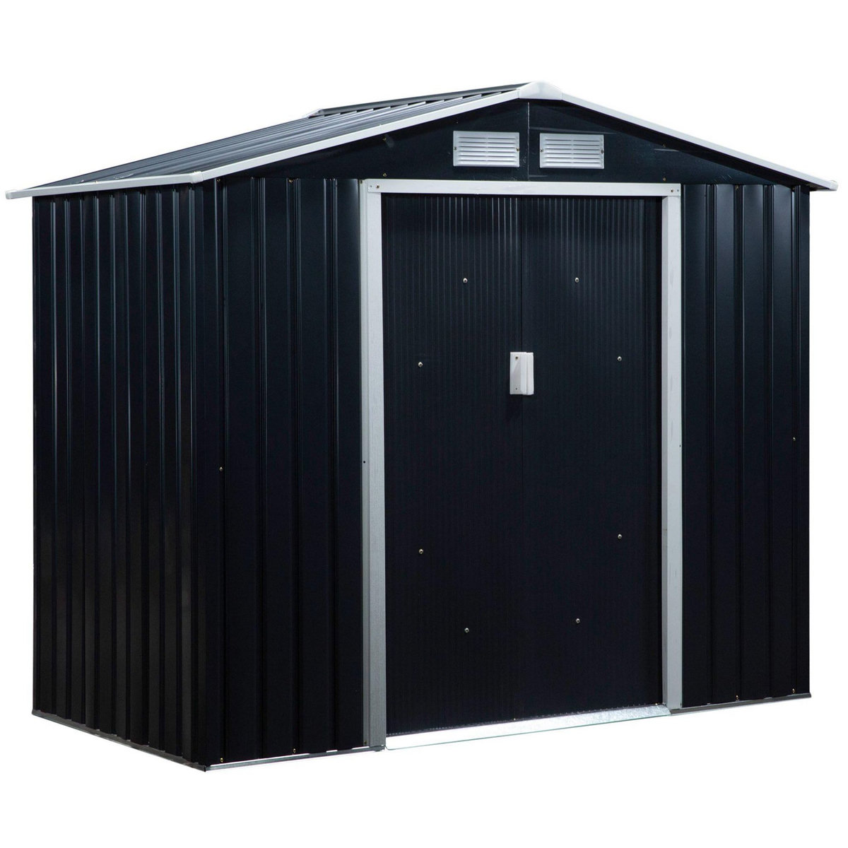 OUTSUNNY Abri de jardin - remise pour outils - cabanon porte verrouillable - dim. 213L x 130l x 185H cm - tôle d'acier gris