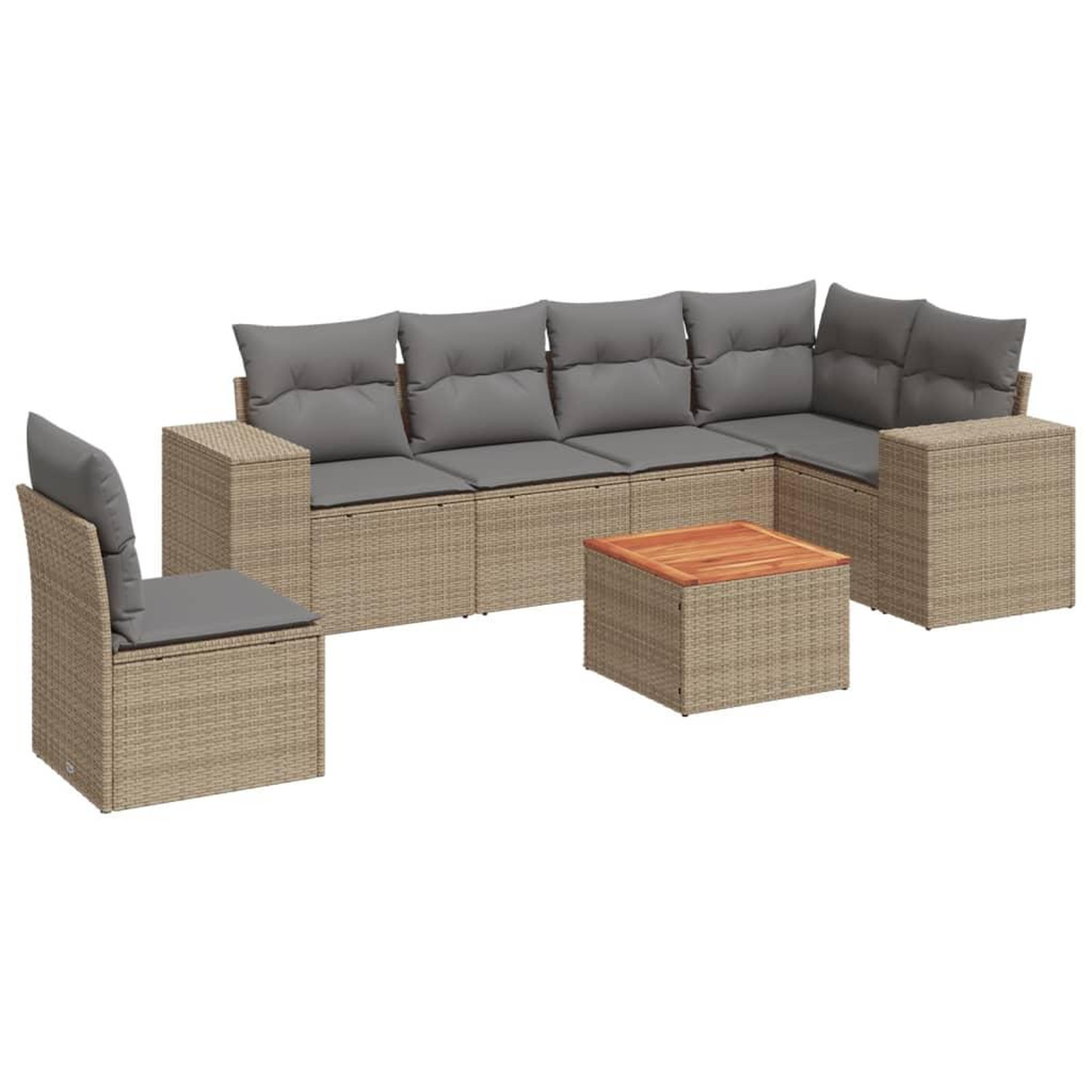 Voir la diapositive 2 : VIDAXL Salon de jardin avec coussins 7 pcs beige resine tressee