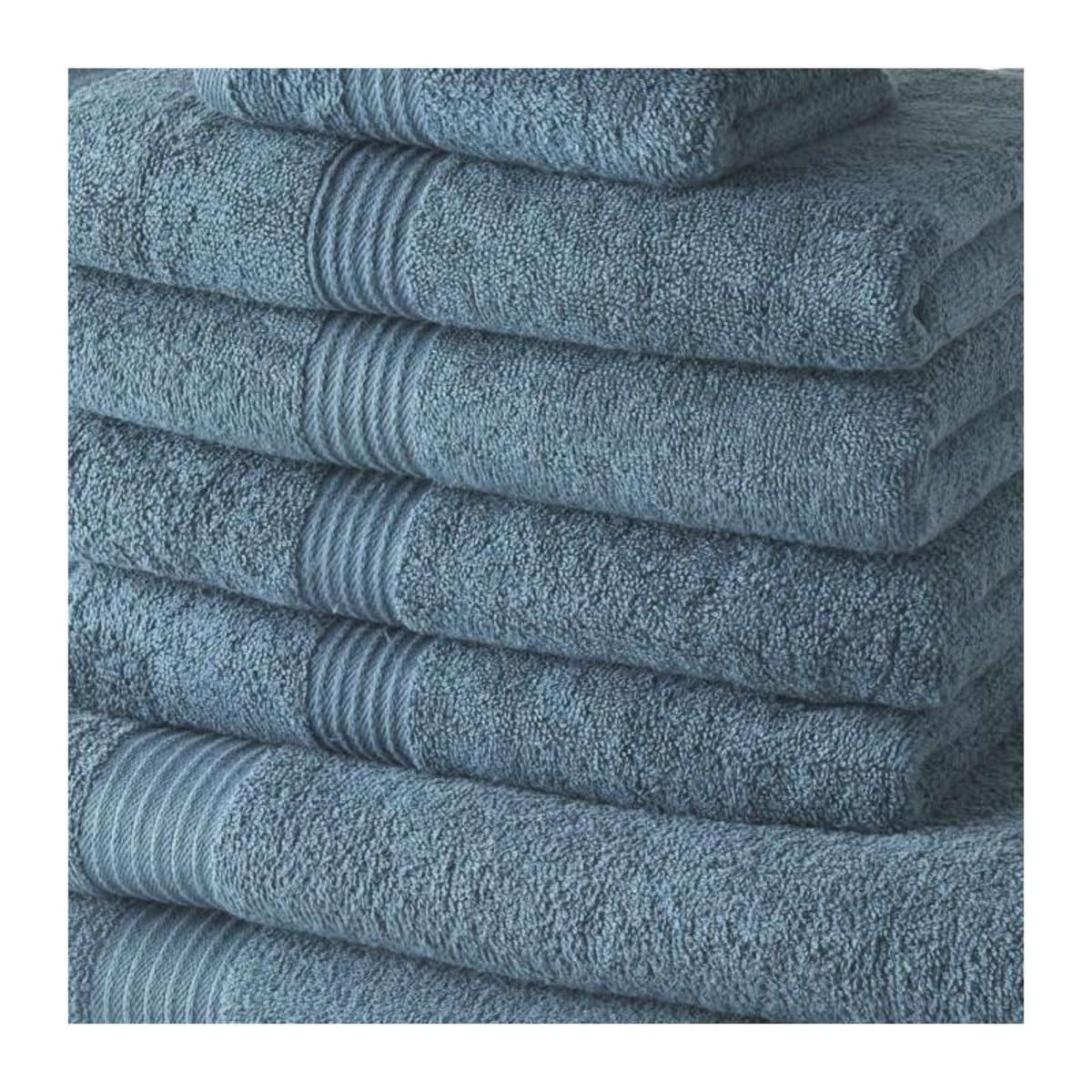 Today Lot de 4 Serviettes de bain TODAY 30x50 + 4 Serviettes de bain50x90 + 2 Draps de bain 70x130 cm 100% Coton - Paon