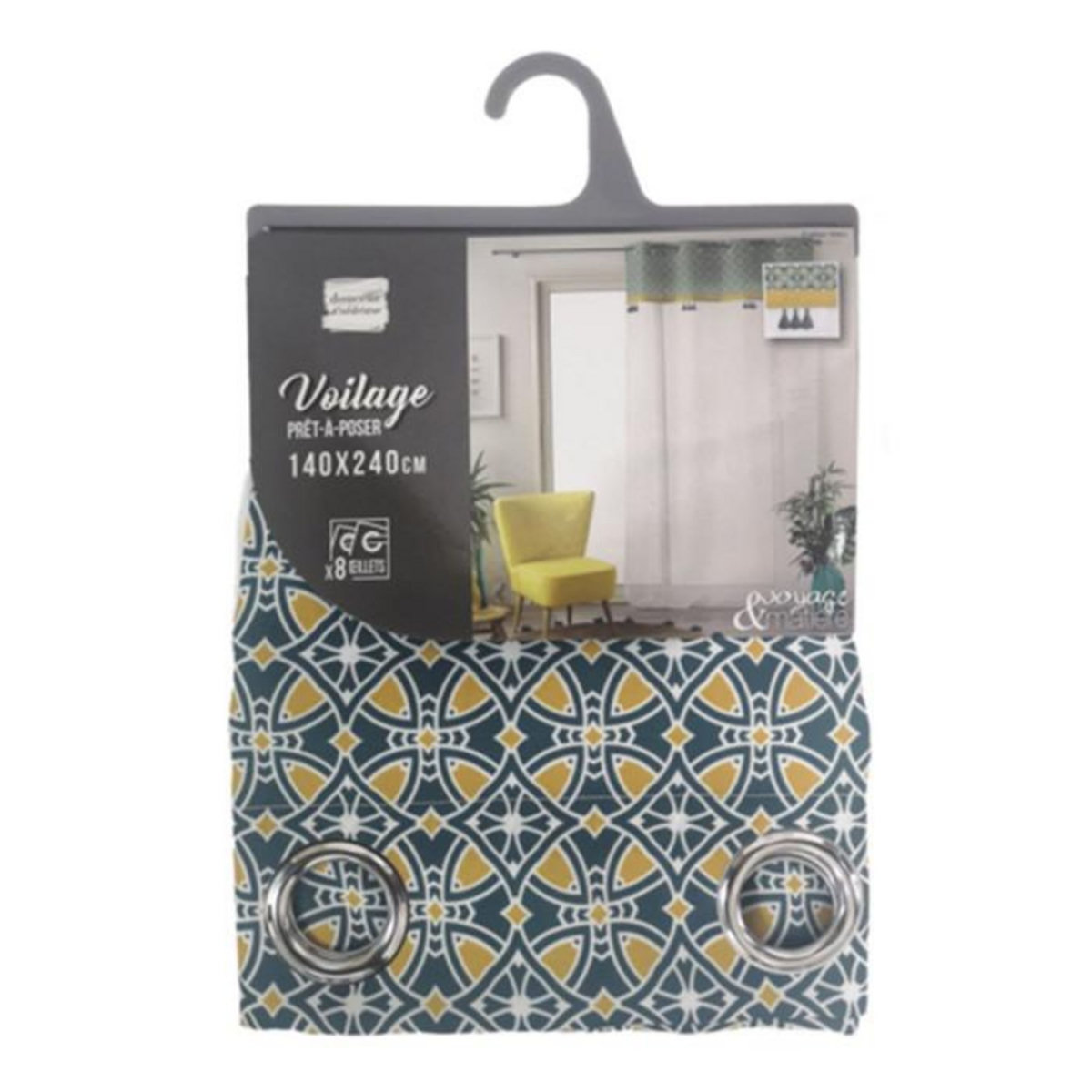 Paris Prix Rideau Voilage à Œillets  Callao  140x240cm Bleu