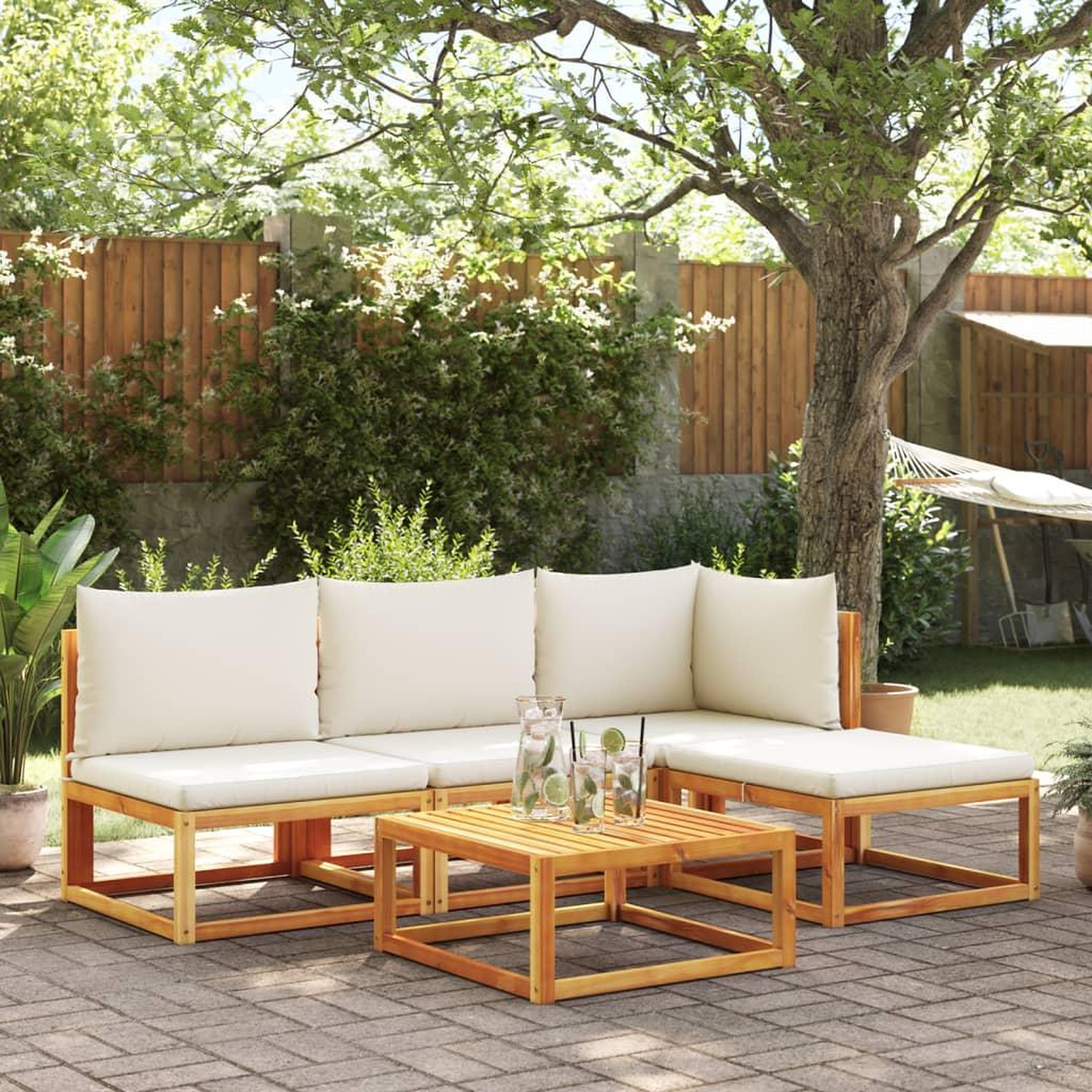 Voir la diapositive 3 : VIDAXL Canape de jardin sans accoudoirs coussins bois massif d'acacia