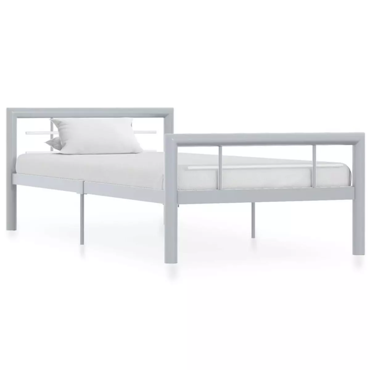 VIDAXL Cadre de lit Gris et blanc Metal 100 x 200 cm