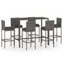 Voir la diapositive 2 : VIDAXL Ensemble de bar de jardin 7 pcs et coussins Resine tressee Gris