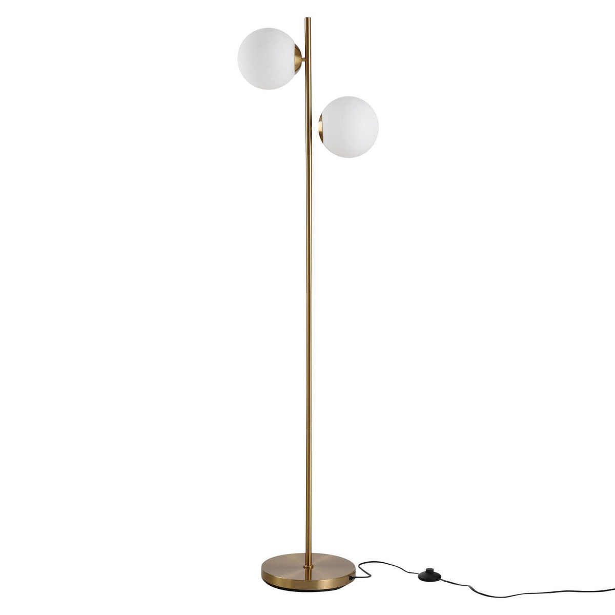 HOMCOM Lampadaire design néo-rétro 2 boules max. 40 W métal doré