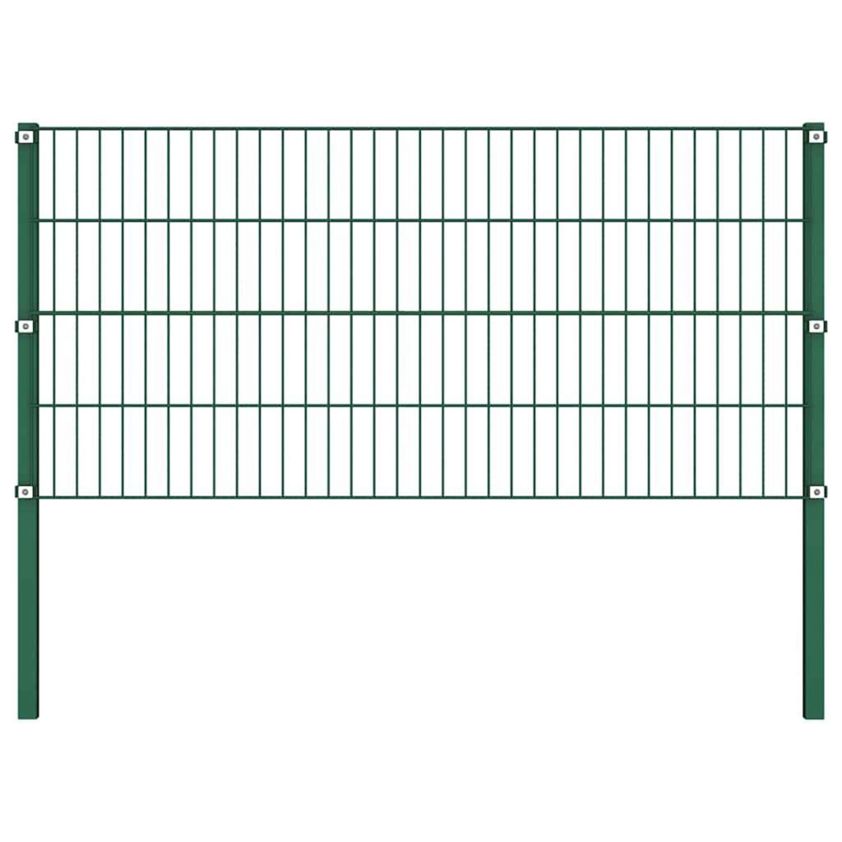 VIDAXL Panneau de cloture avec poteaux en fer 1385 x 80 cm Vert