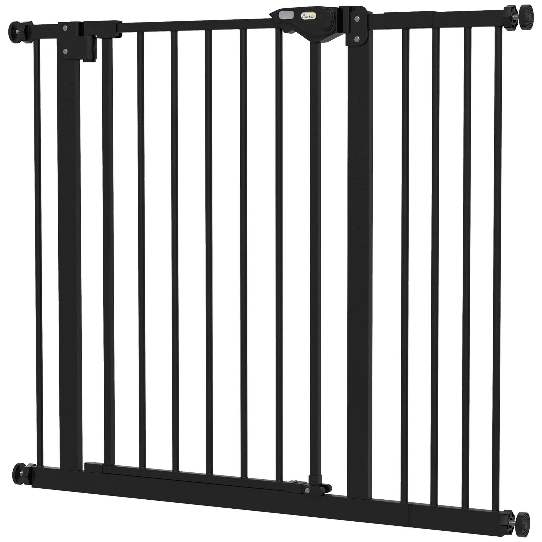 PAWHUT Barrière de sécurité chien - porte double verrouillage - l.94 cm max. - sans perçage - métal noir