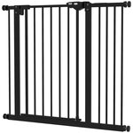 PAWHUT Barrière de sécurité chien - porte double verrouillage - L.94 cm max. - sans perçage - métal noir