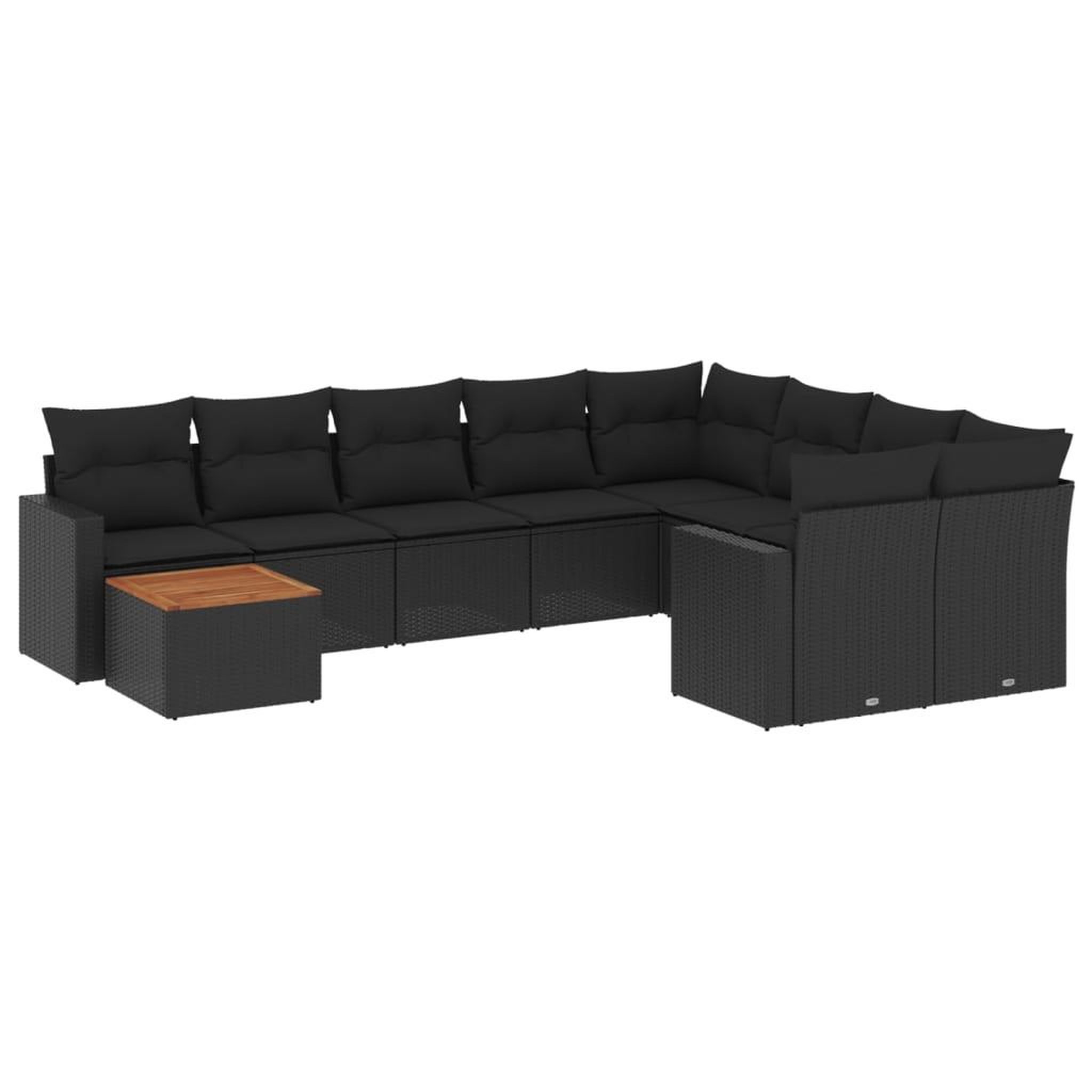Voir la diapositive 2 : VIDAXL Salon de jardin 10 pcs avec coussins noir resine tressee