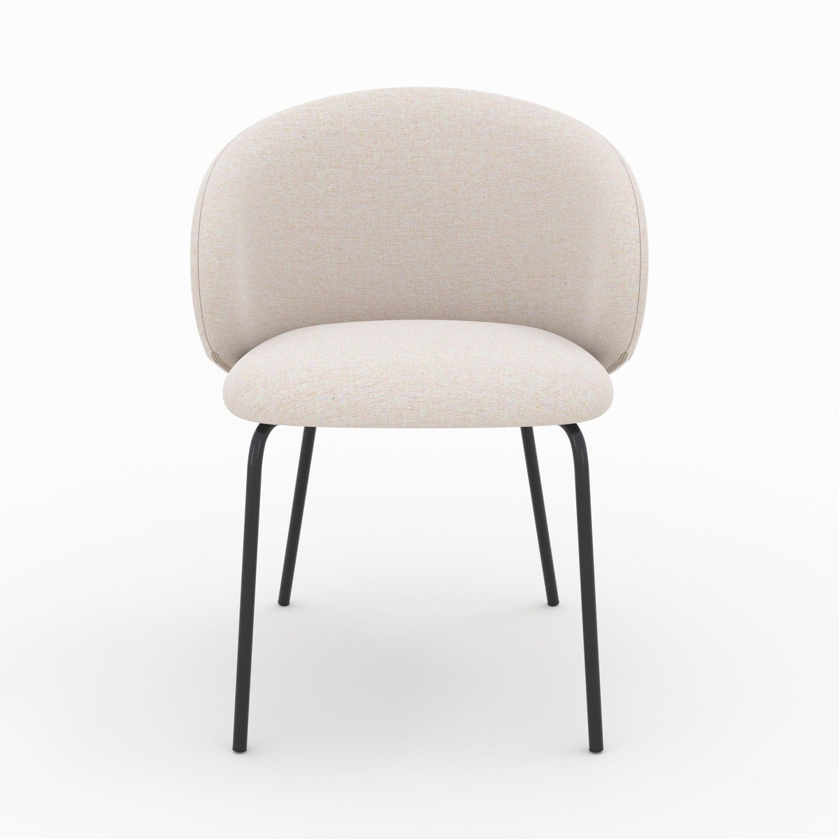 Rendez vous déco Lot de 2 chaises en tissu beige et pieds en métal noir - Victoria