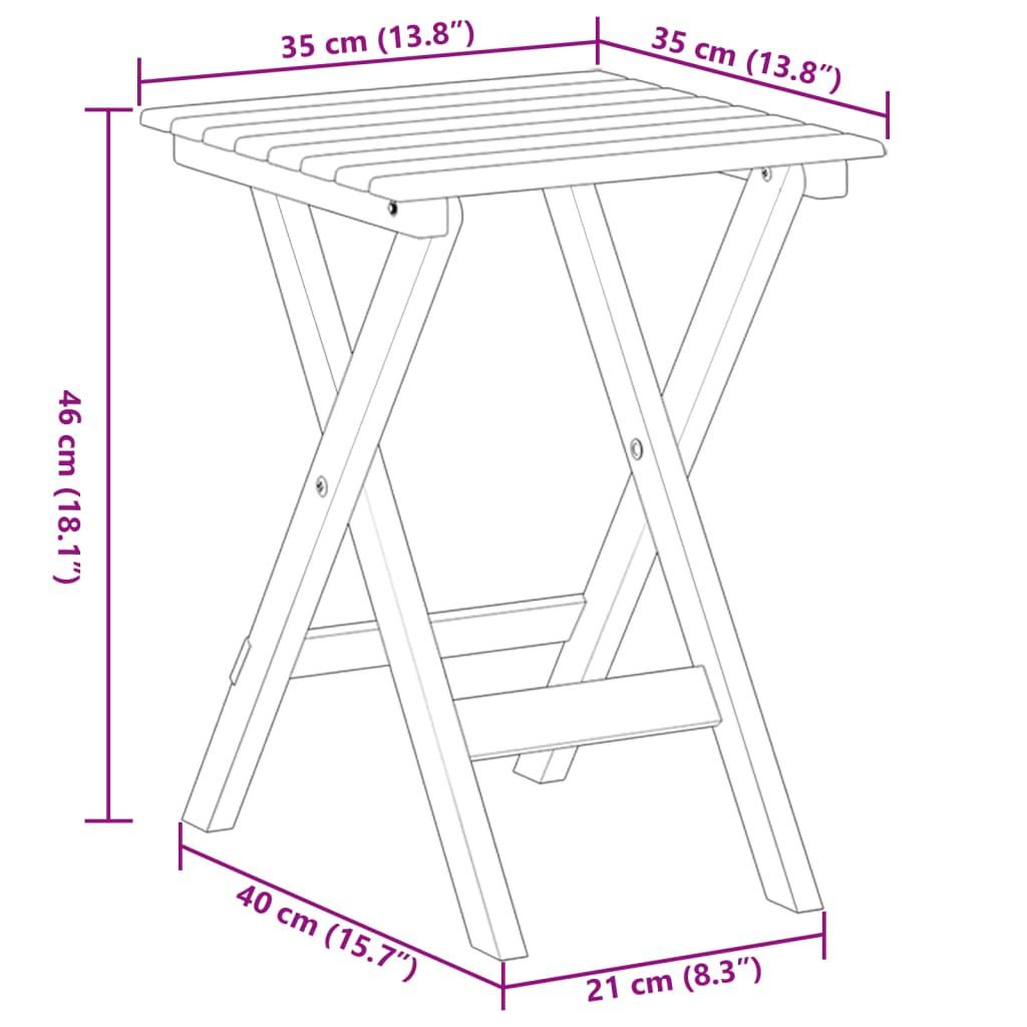 Voir la diapositive 6 : VIDAXL Table d'appoint pliable gris bois de peuplier massif