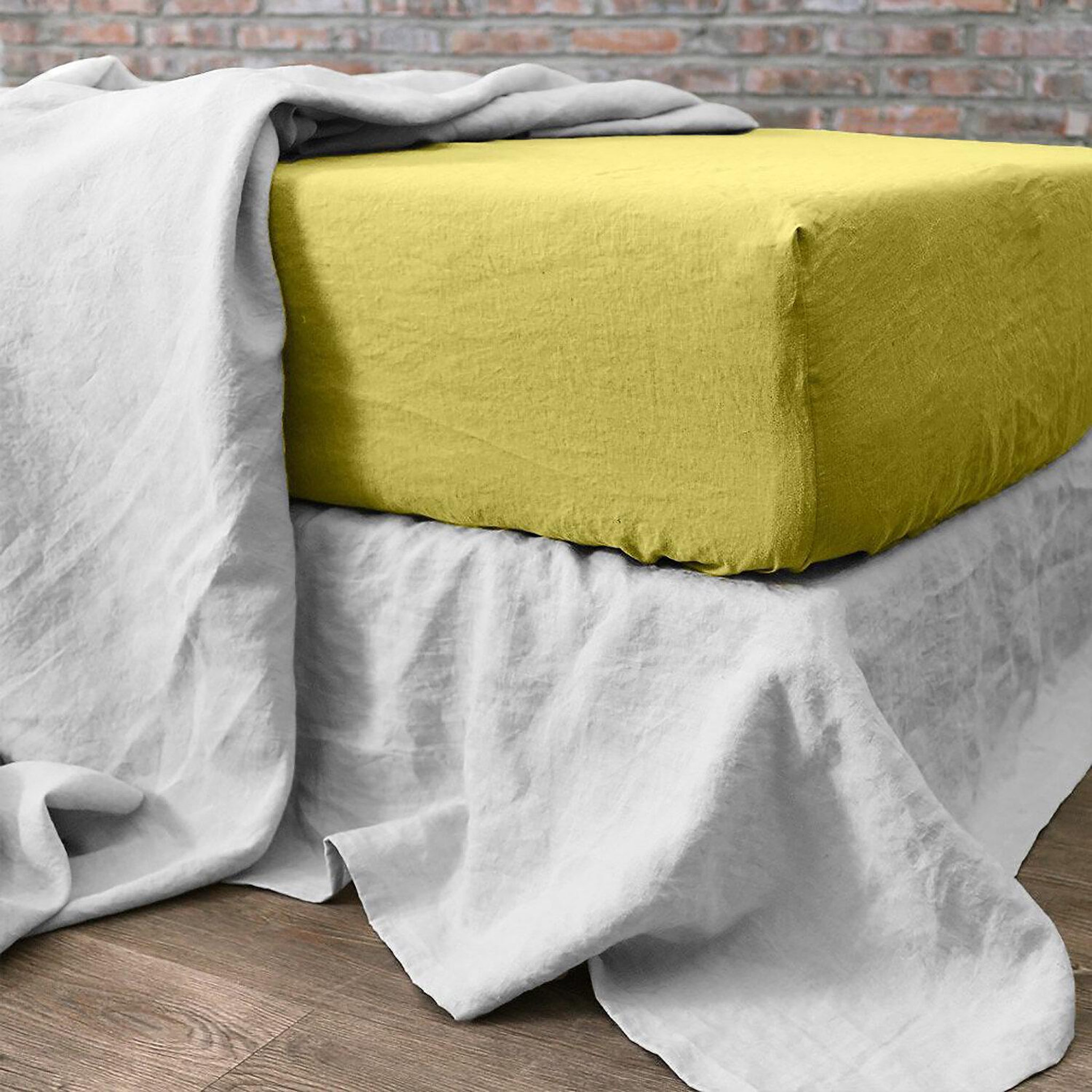 Voir la diapositive 4 : BATON ROUGE Drap housse 100% lin lavé 160gsm