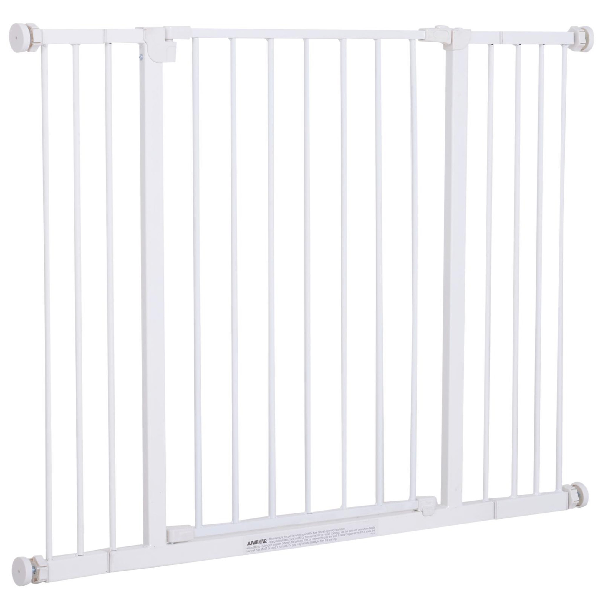 PAWHUT Barrière de sécurité longueur réglable dim. 76-107l x 76h cm sans perçage métal plastique blanc