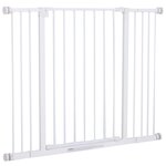 PAWHUT Barrière de sécurité longueur réglable dim. 76-107l x 76H cm sans perçage métal plastique blanc