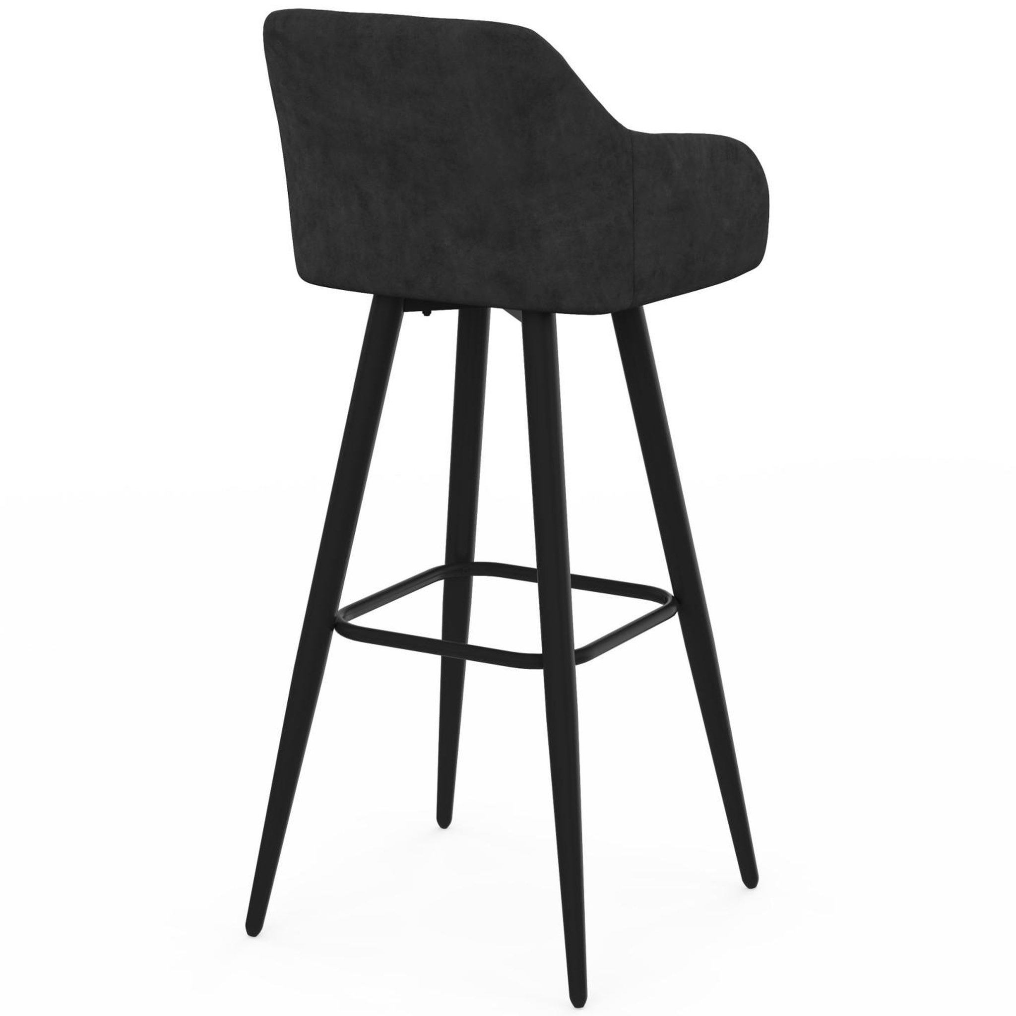 Voir la diapositive 4 : ID MARKET Lot de 4 tabourets de bar jany pivotants avec accoudoirs en velours noir et pieds bois noir
