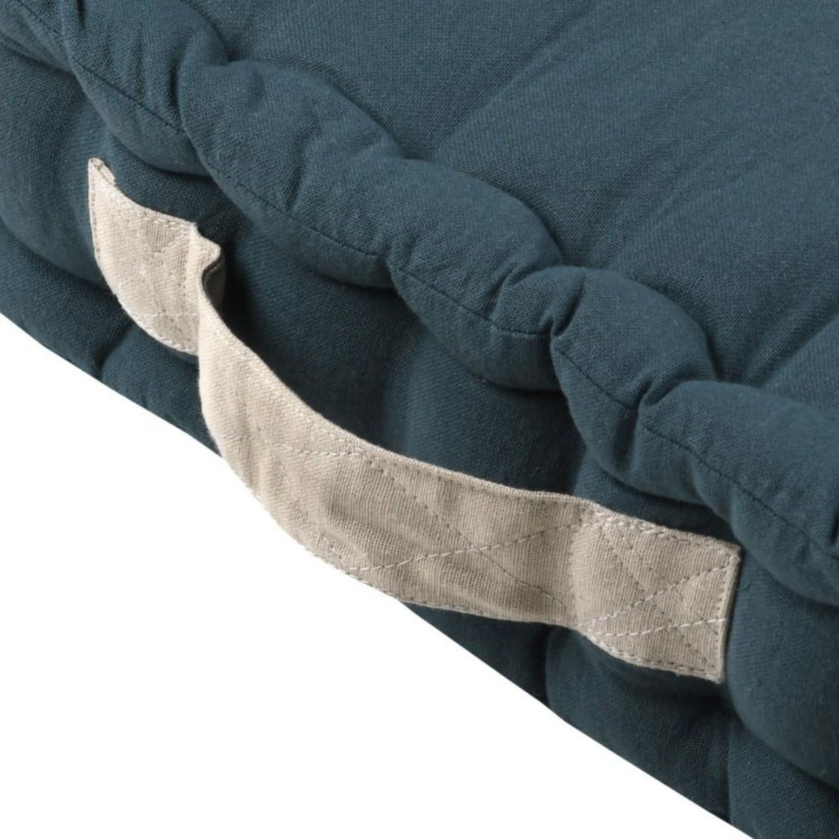 STOF Coussin de sol 45x45x10 cm Duo cobalt lin 100% coton