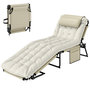 Voir la diapositive 5 : OUTSUNNY Bain de soleil pliable - dossier inclinable 4 positions - tétière, matelas épais - beige