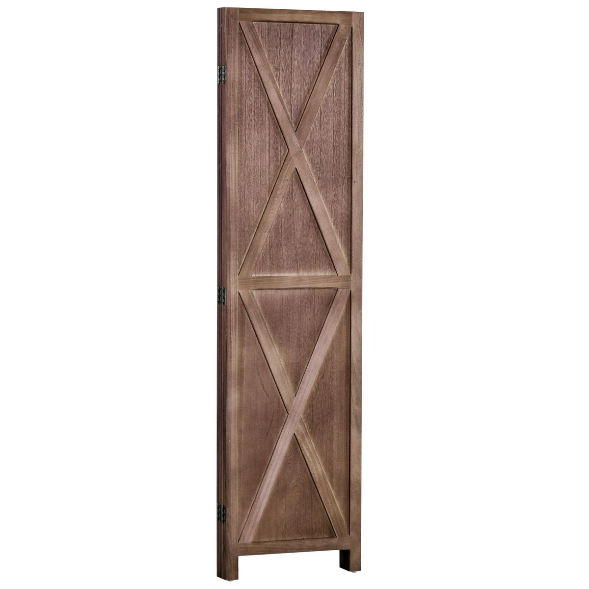 HOMCOM Paravent intérieur 4 panneaux style campagnard chic - séparateur de pièce avec croisillons - bois paulownia effet vieilli