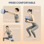 Voir la diapositive 5 : HOMCOM Kettlebell 10 Kg collaboration Aosom.fr x FFHandball - prise ergonomique - PVC gris jaune