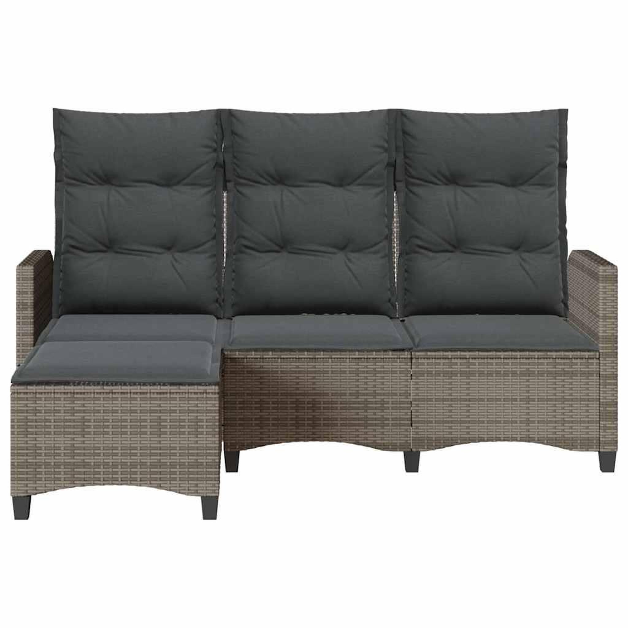 Voir la diapositive 5 : VIDAXL Canape de jardin inclinable coussins forme de L gris polyrotin