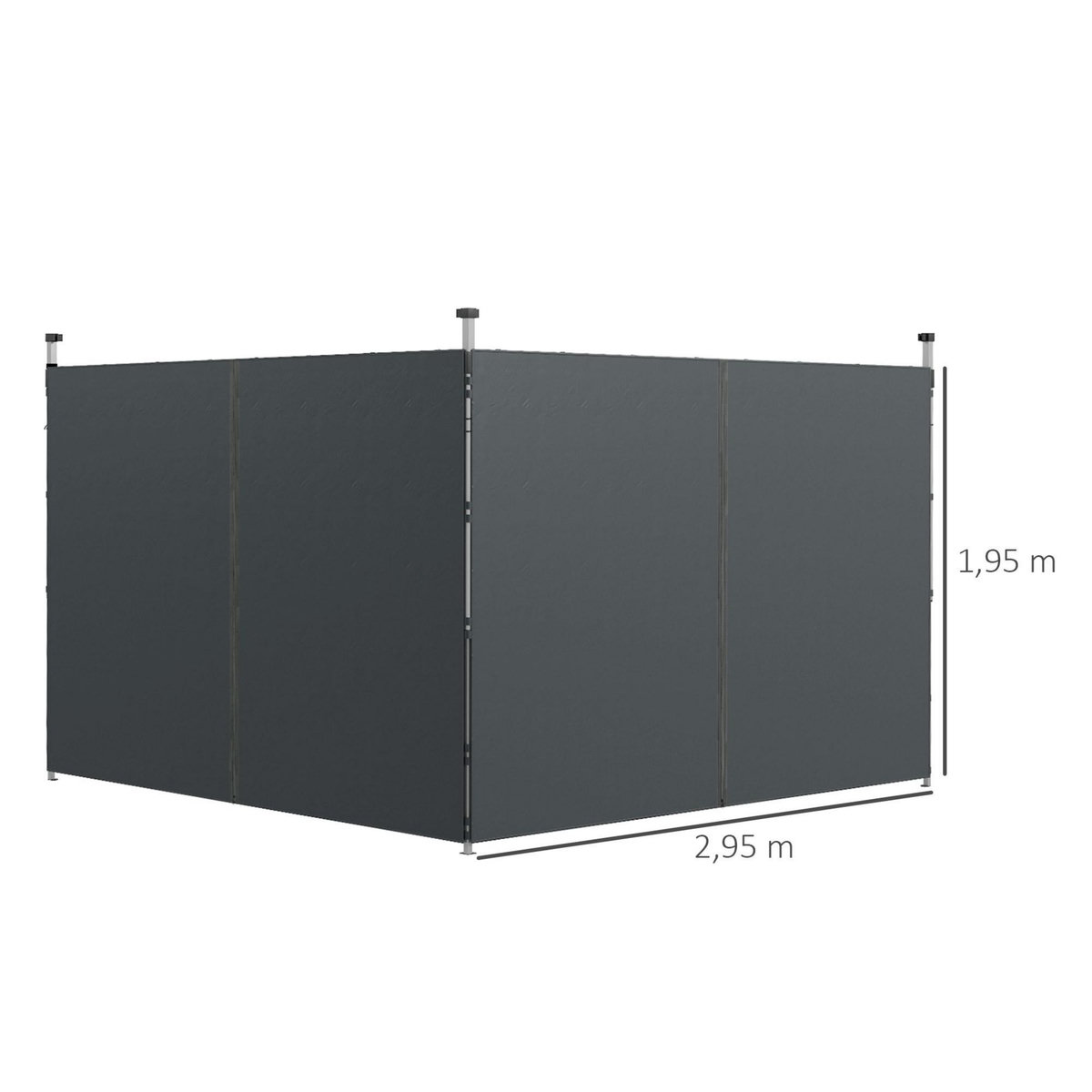 OUTSUNNY Parois latérales de rechange barnum panneaux latéraux pour tonnelle 3 x 3 ou 3 x 6 m - lot de 2 pièces - gris foncé