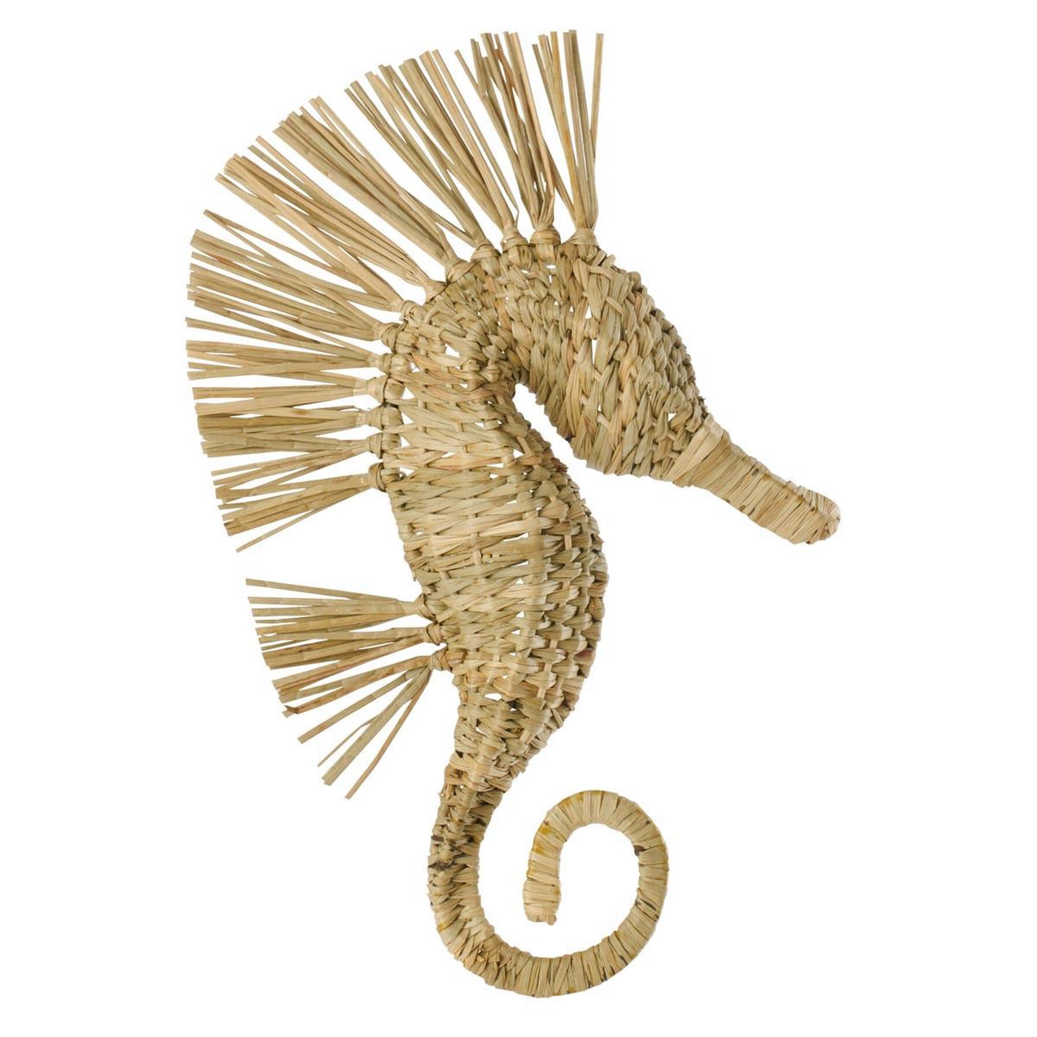 J-LINE Déco murale hippocampe herbe  nut  40cm naturel