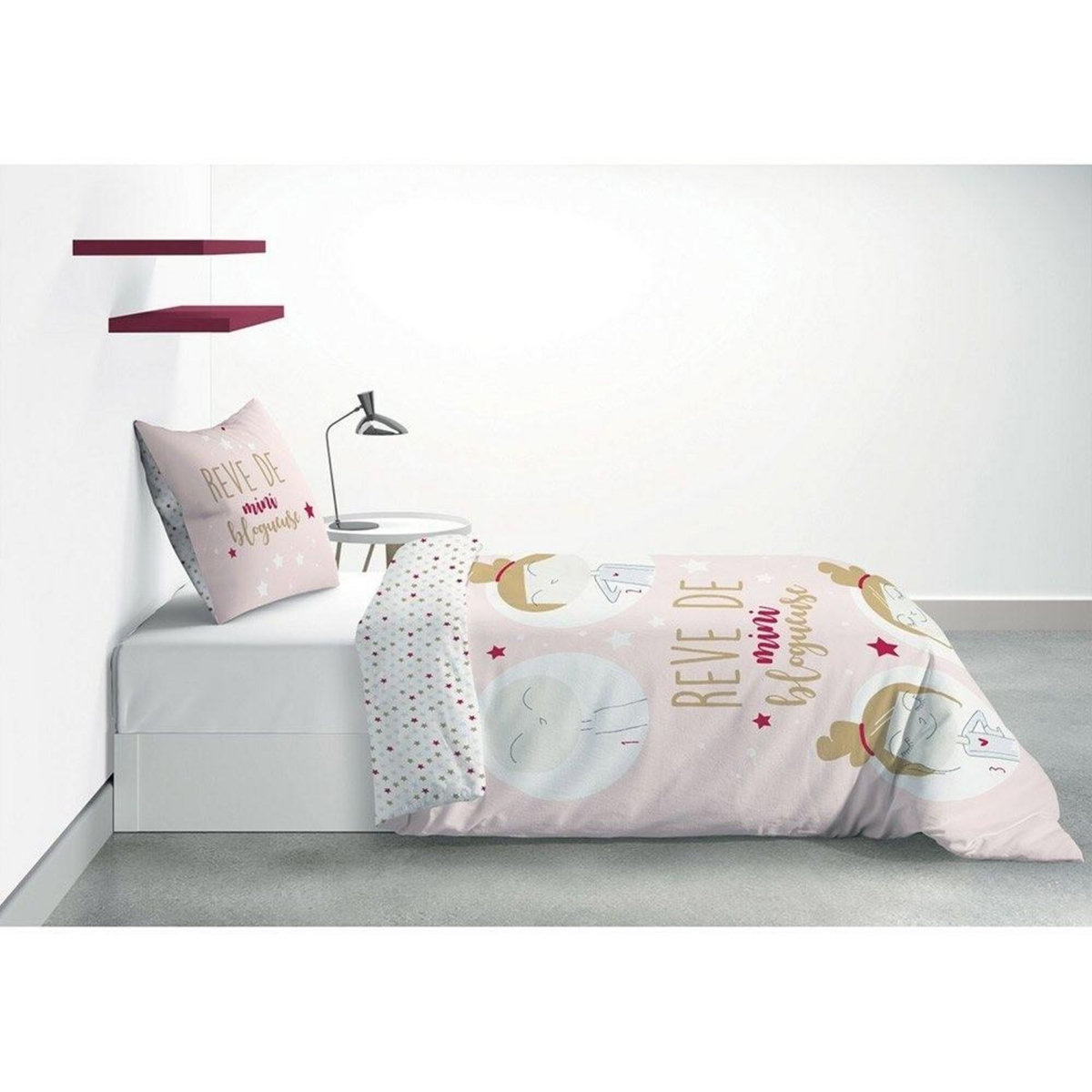 ATELIER DU COTON Housse de couette 140x200 Blogueuse + taie 100% coton