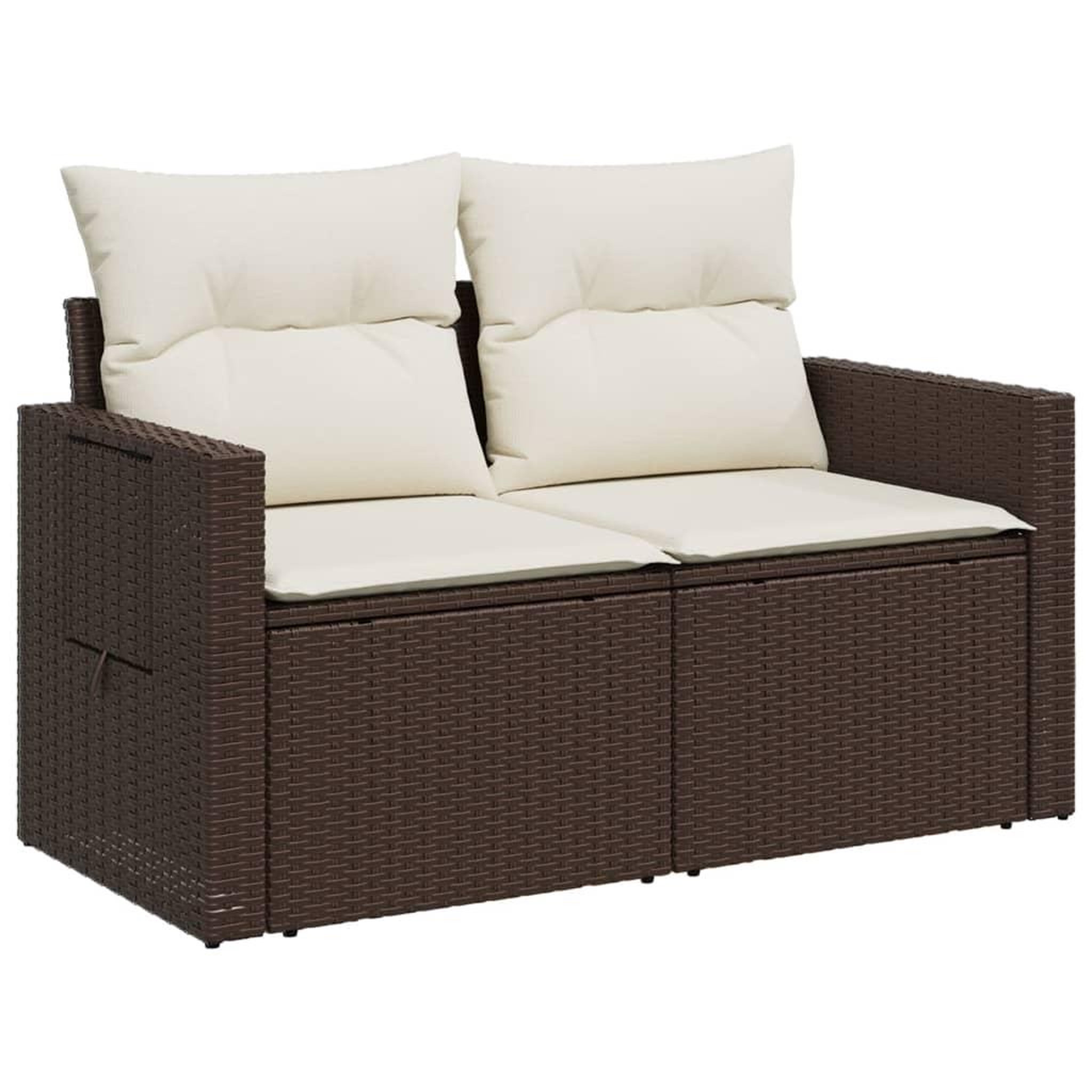 Voir la diapositive 4 : VIDAXL Canape de jardin avec coussins 2 places marron resine tressee