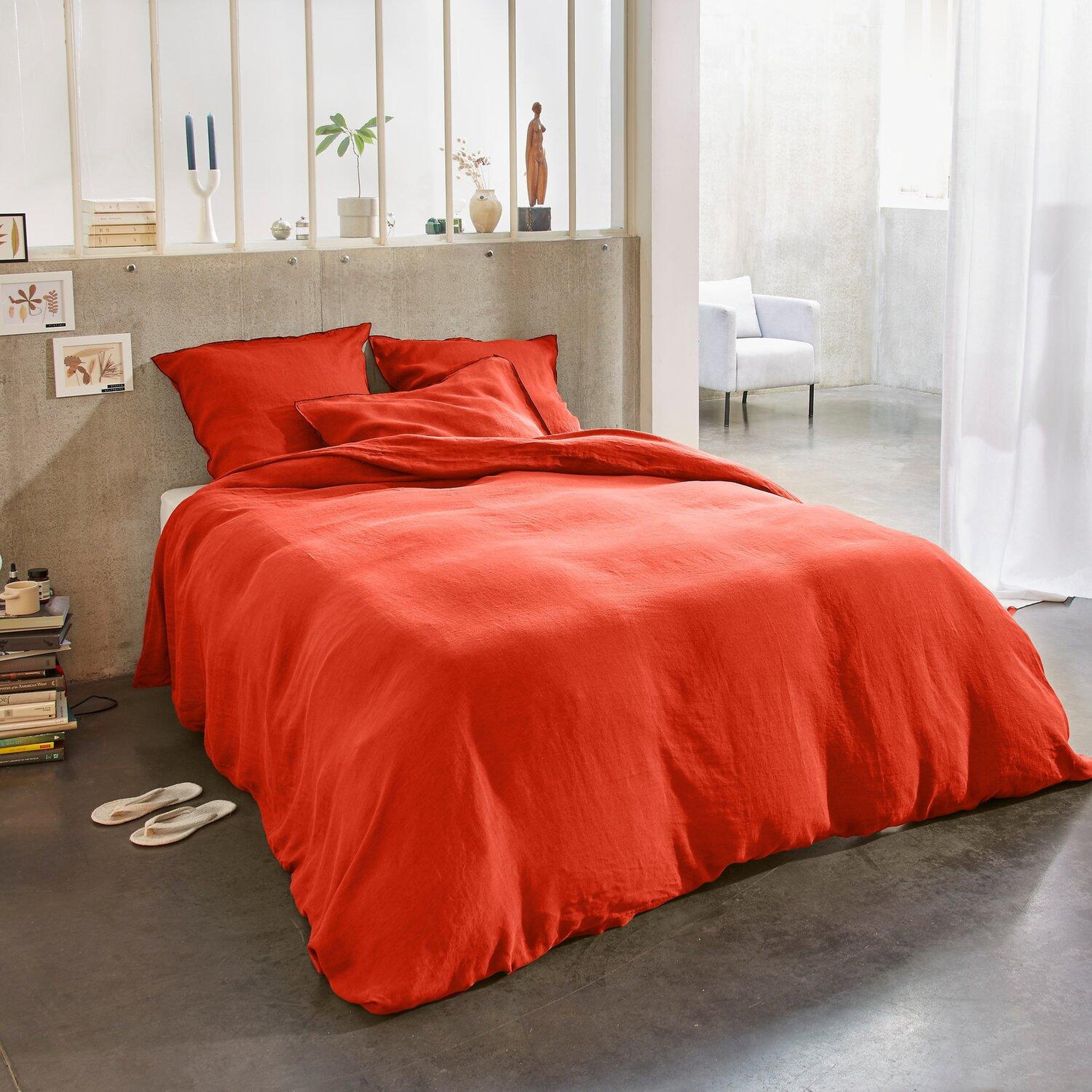 Voir la diapositive 1 : BATON ROUGE Parure de housse de couette 100% lin lavé 160gsm