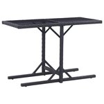 VIDAXL Table de jardin Noir 110x53x72 cm Verre et resine tressee