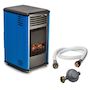 Voir la diapositive 1 : SAHARA Chauffage à gaz 3400W Bleu Effet feu + Tuyau gaz + Détendeur butane Manhattan Sahara