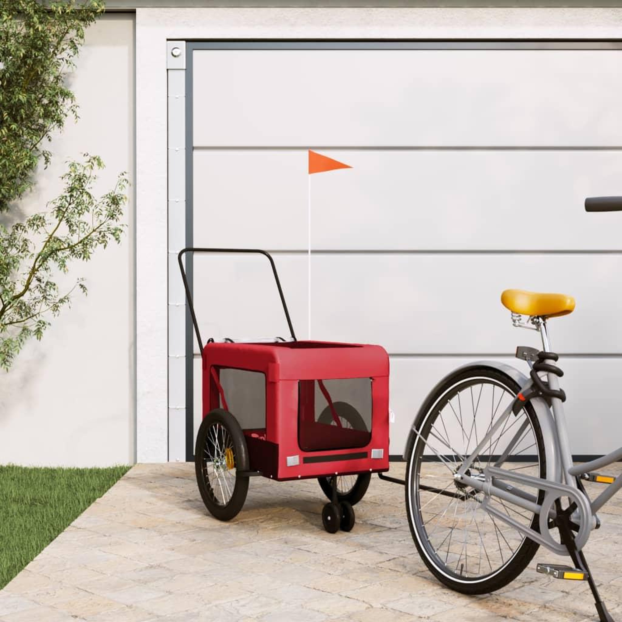 VIDAXL Remorque de velo pour animaux de compagnie rouge et noir