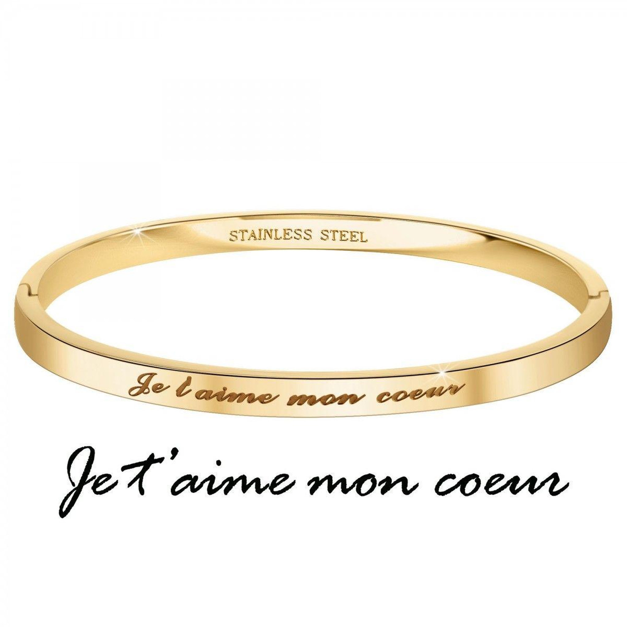 Voir la diapositive 3 : SC CRYSTAL Je t'aime mon cœur - Bracelet SC Crystal en Acier Finement doré