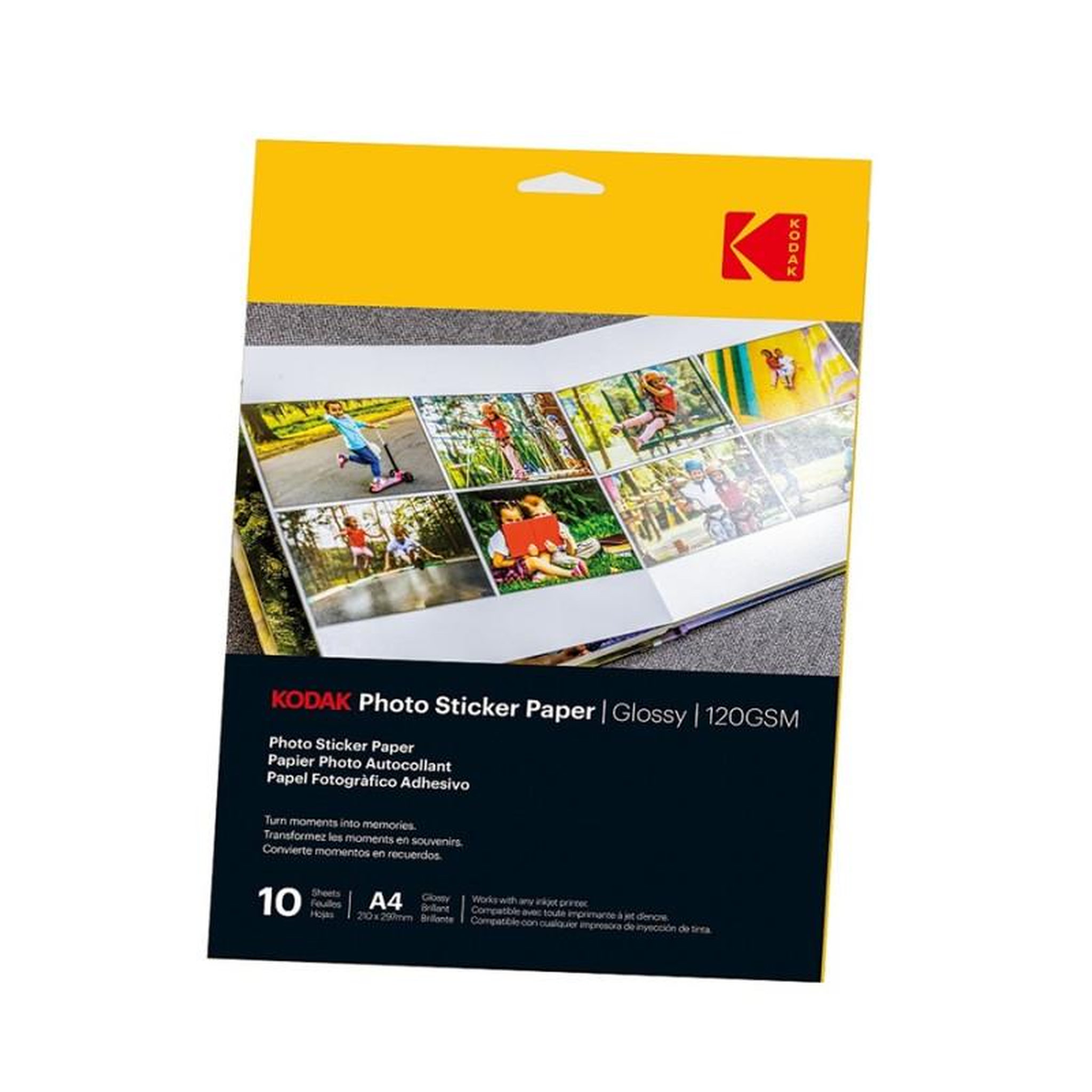 Voir la diapositive 2 : Kodak Papier photo instantané 10 feuilles autocollante A4 brillante 12