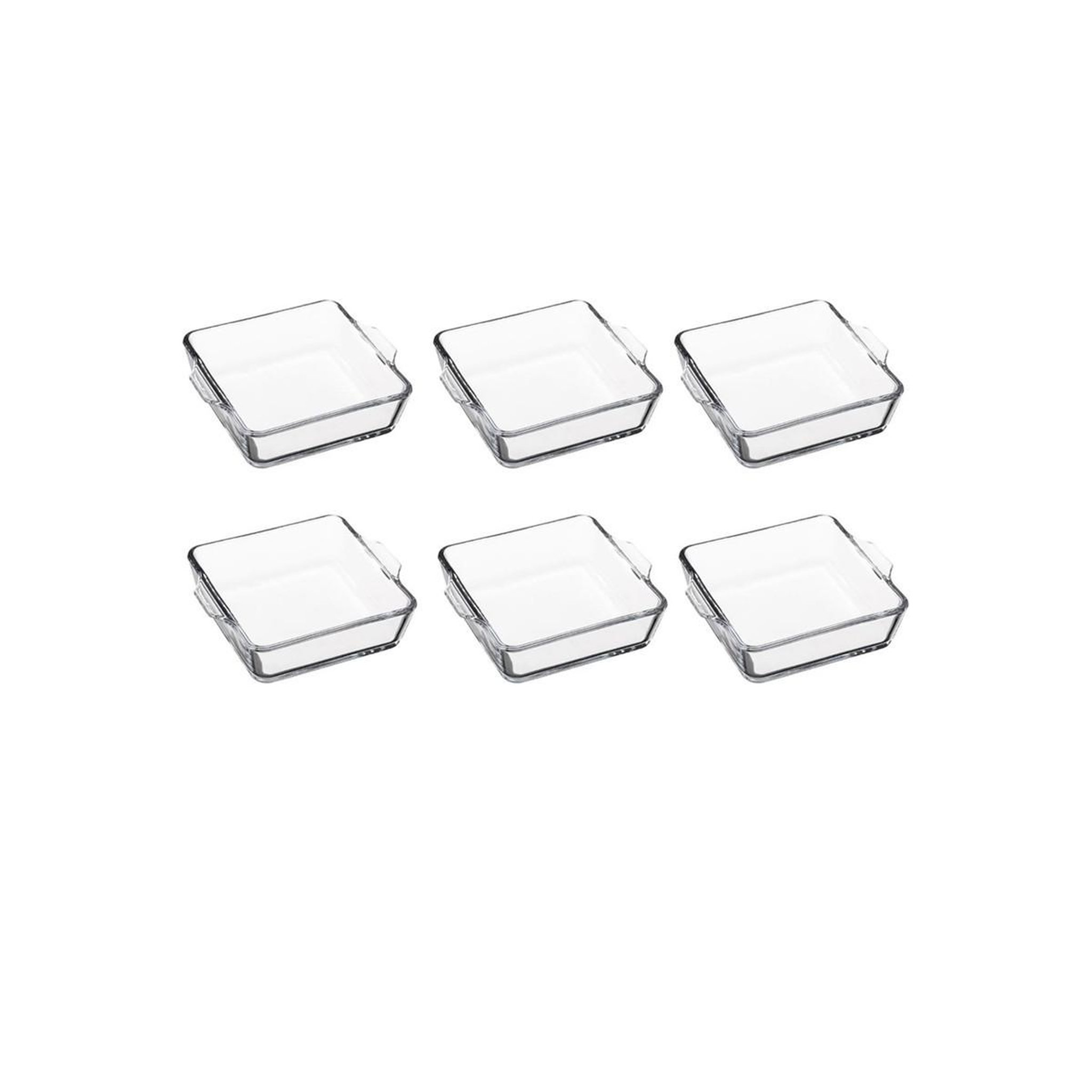 FIVE Lot de 6 Mini-Plats Carrés en Verre 15cm Transparent