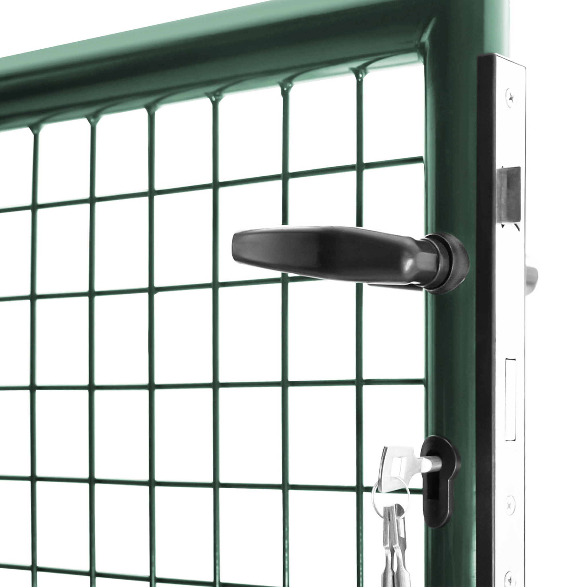 Voir la diapositive 5 : ID MARKET Portillon de jardin 105 x 125 cm en acier vert avec serrure et poignée