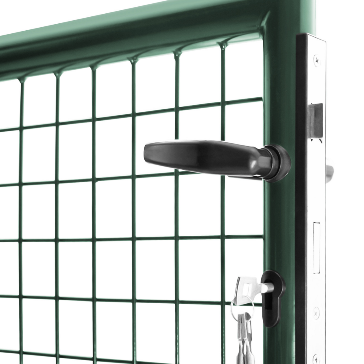 ID MARKET Portillon de jardin 105 x 125 cm en acier vert avec serrure et poignée