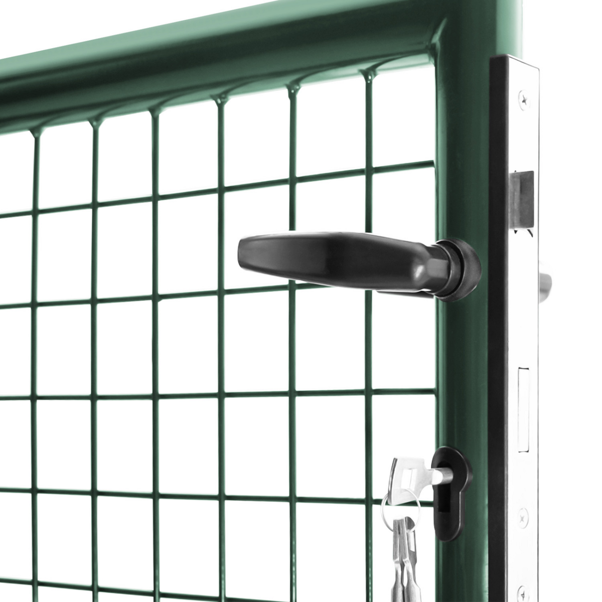 ID MARKET Portillon de jardin 105 x 125 cm en acier vert avec serrure et poignée