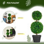 Voir la diapositive 5 : HOMCOM Lot de 2 arbres buis artificiel double boules avec tronc et pot inclus - H.60 cm PE vert