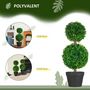 Voir la diapositive 5 : HOMCOM Lot de 2 arbres buis artificiel double boules avec tronc et pot inclus - H.60 cm PE vert