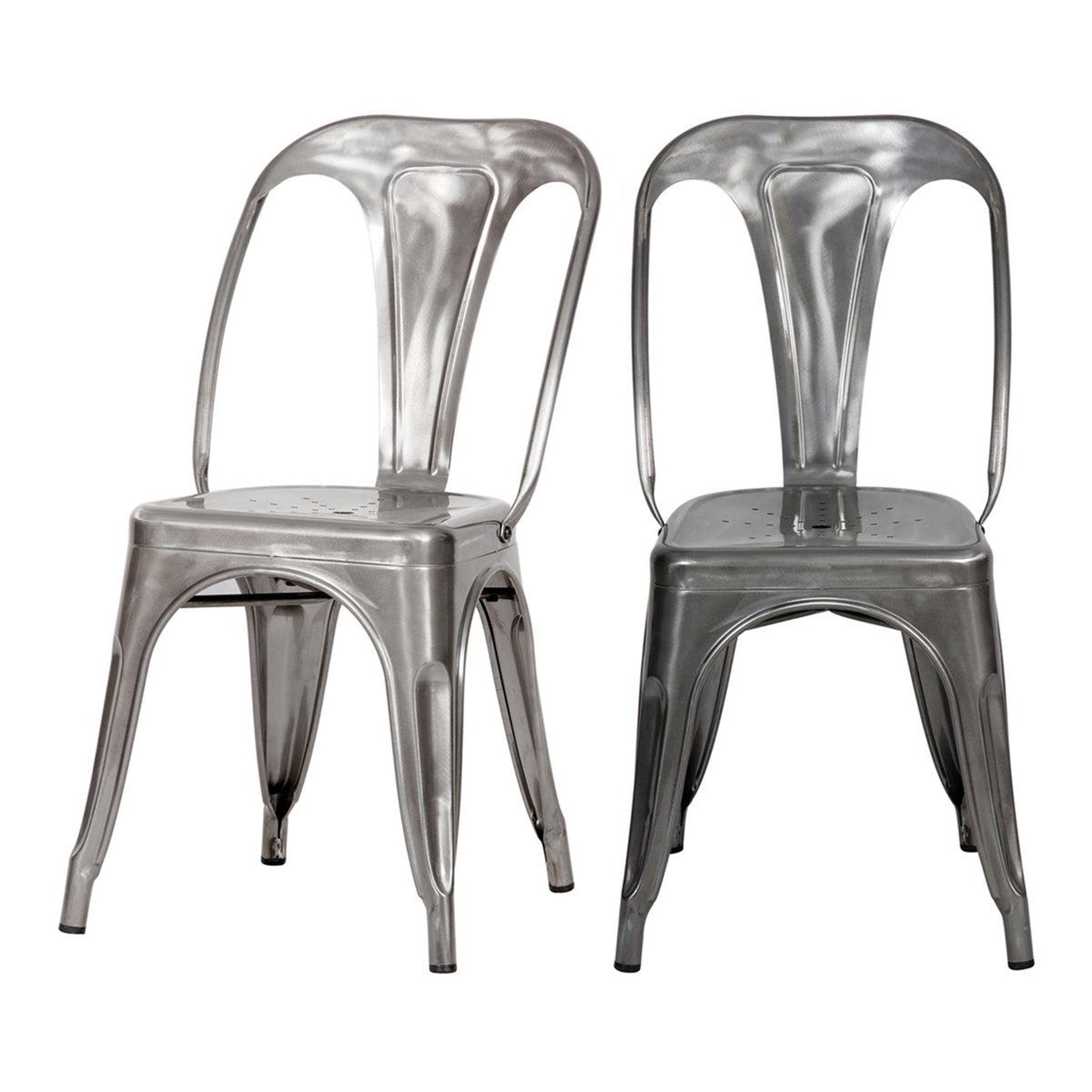 MAISON PAVANE Lot de 2 chaises en métal chromé-indus
