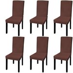VIDAXL Housse de chaise droite extensible 6 pcs marron