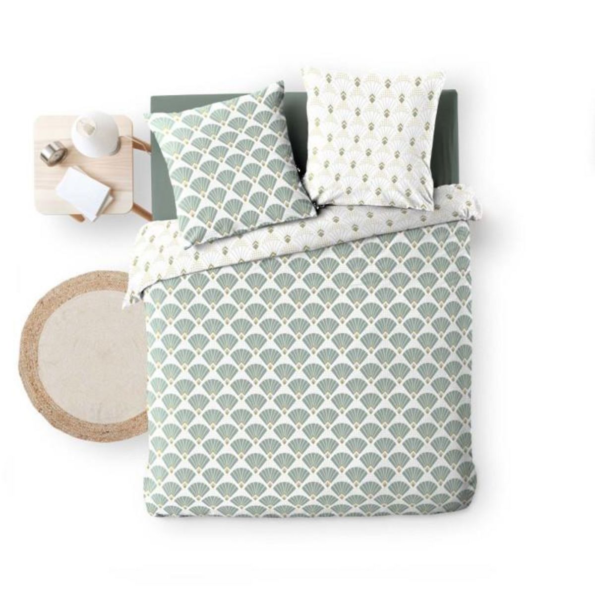 Paris Prix Parure de Lit 3 Pièces  Diane  240x220cm Vert