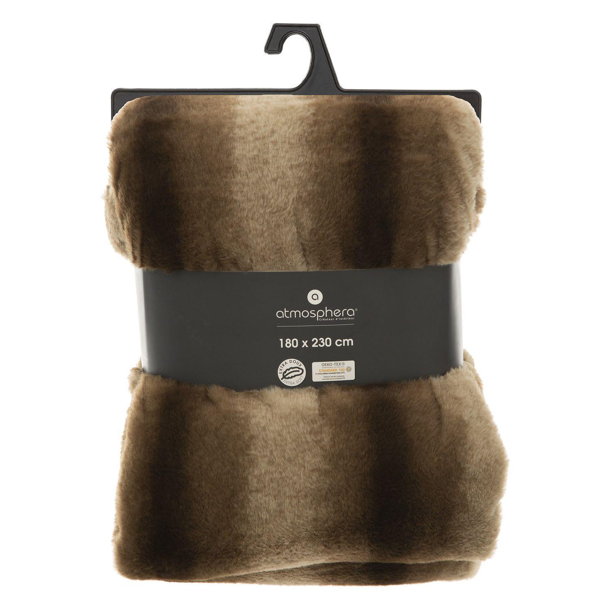 Voir la diapositive 3 : ATMOSPHERA Plaid imitiation fourrure Grizzli - 230x180 cm - Marron