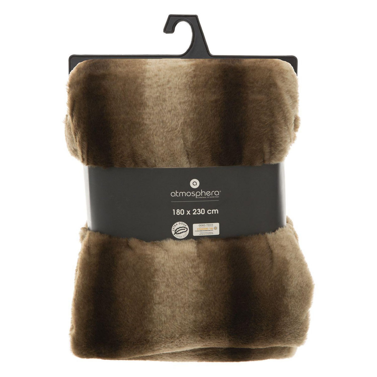ATMOSPHERA Plaid imitiation fourrure Grizzli - 230x180 cm - Marron