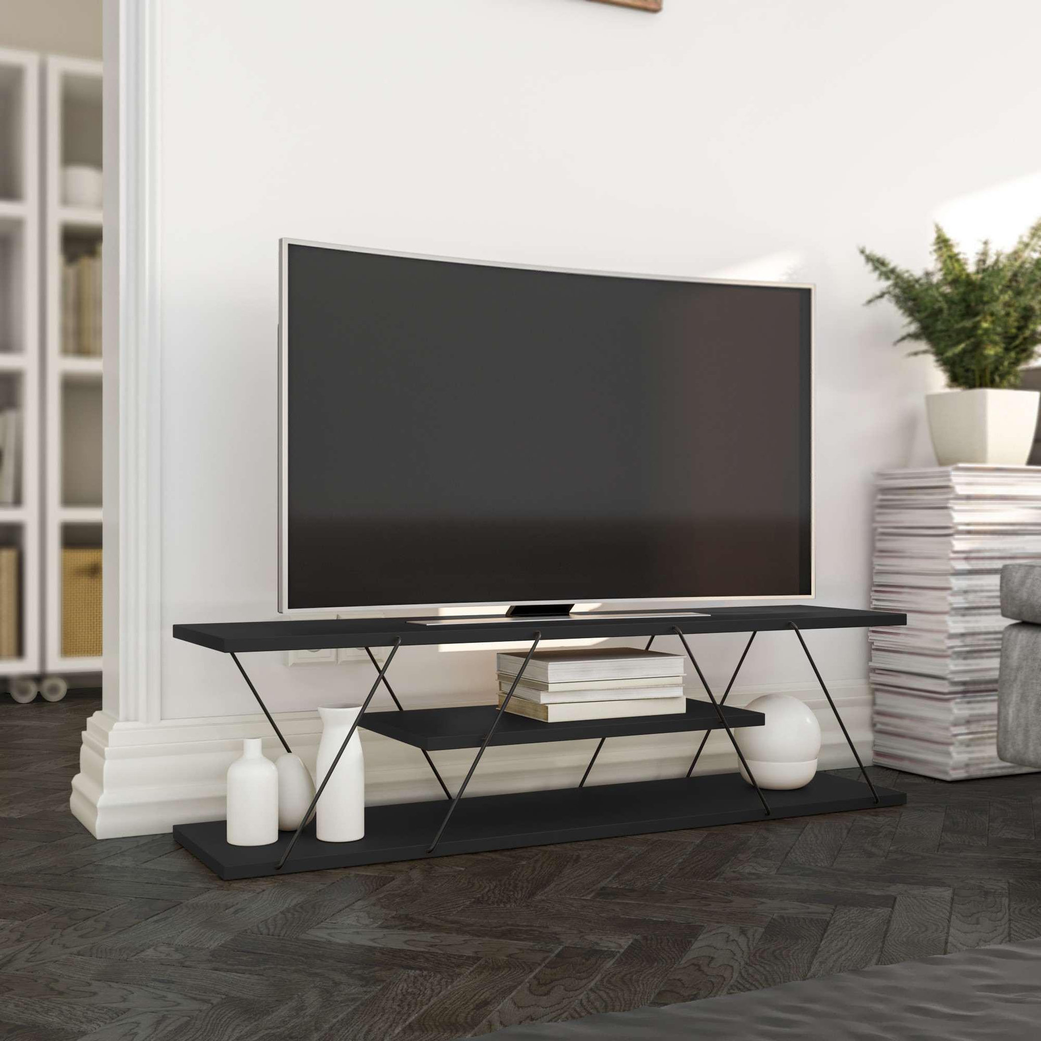 Voir la diapositive 2 : Habitat et Jardin Meuble tv en bois  april  - 120 x 30 x 33 cm - gris anthracite