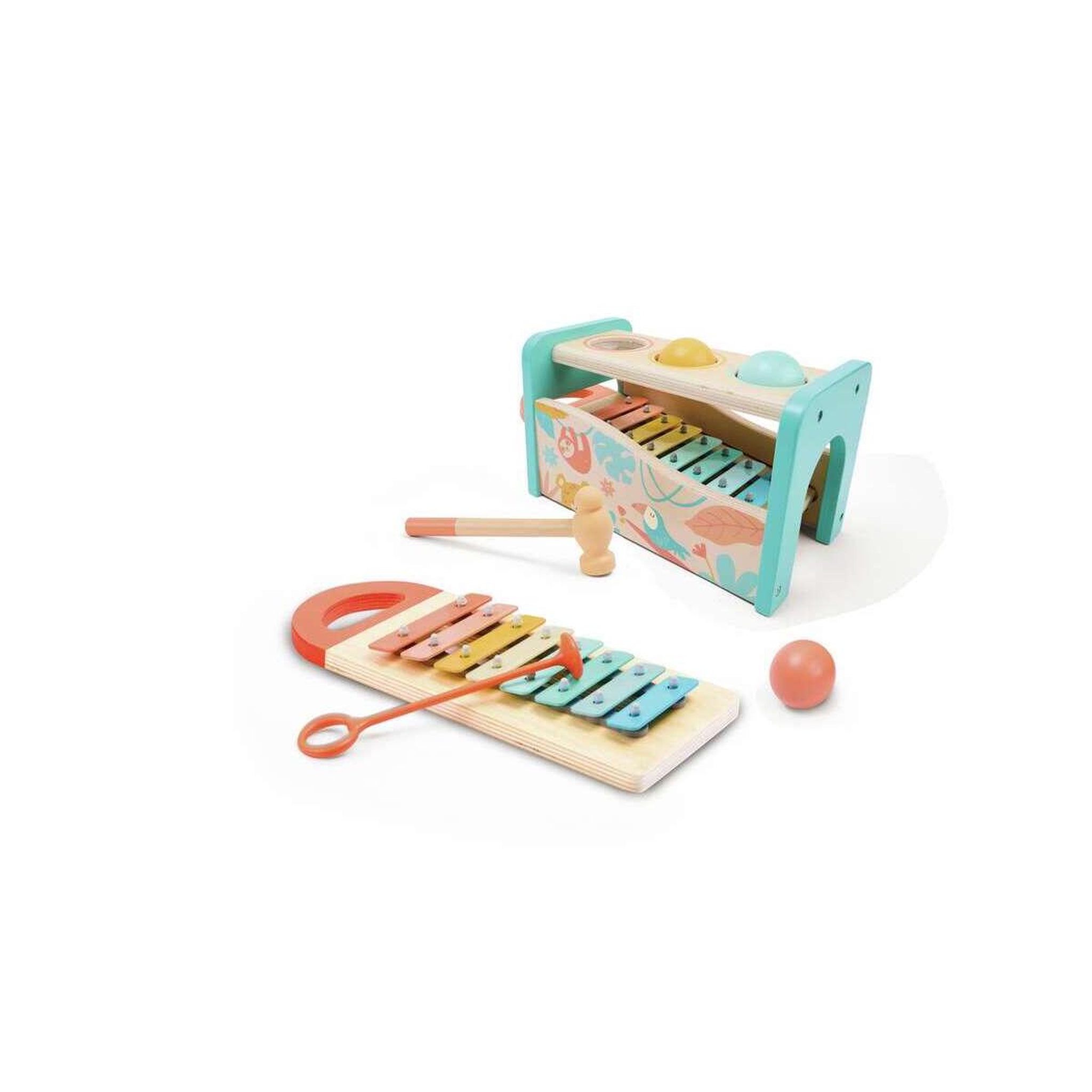 Voir la diapositive 4 : Hape Banc a marteler en bois - Jungle